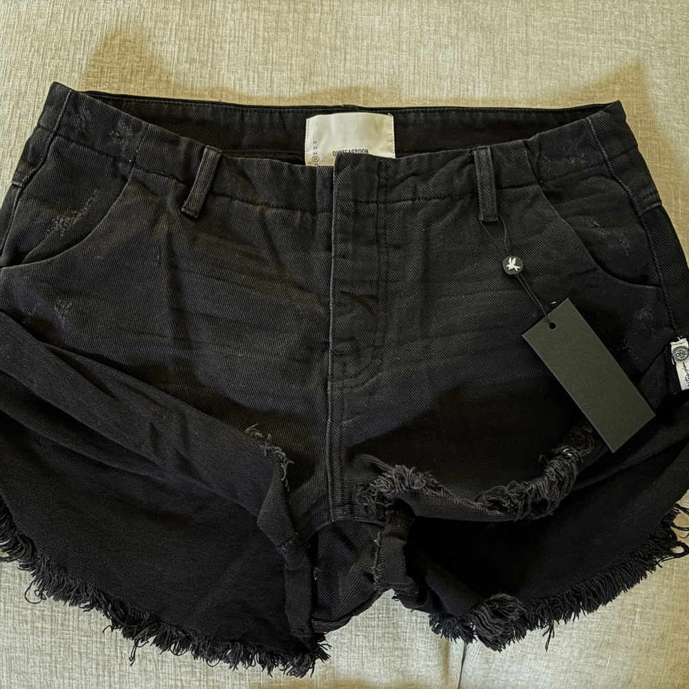 ONE teaspoon Black Frayed Jean Shorts